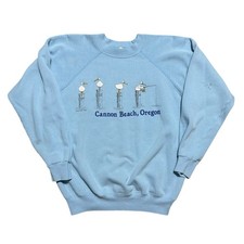 Vintage 80s Cannon Beach Oregon Seagulls Humor Fishing Sweatshirt Hanes