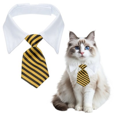 Cat Tie Dog Bowtie Dog Bow Tie Adjustable Collar Black & Yellow S