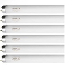 6 Count 18 Inch F15T8/CW T8 15W Fluorescent Light Bulb Cool White G13 Base