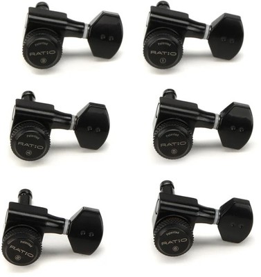 Graph Tech PRL-8721-B0 Ratio 6 In-Line Electric Guitar Locking Machine Heads -
