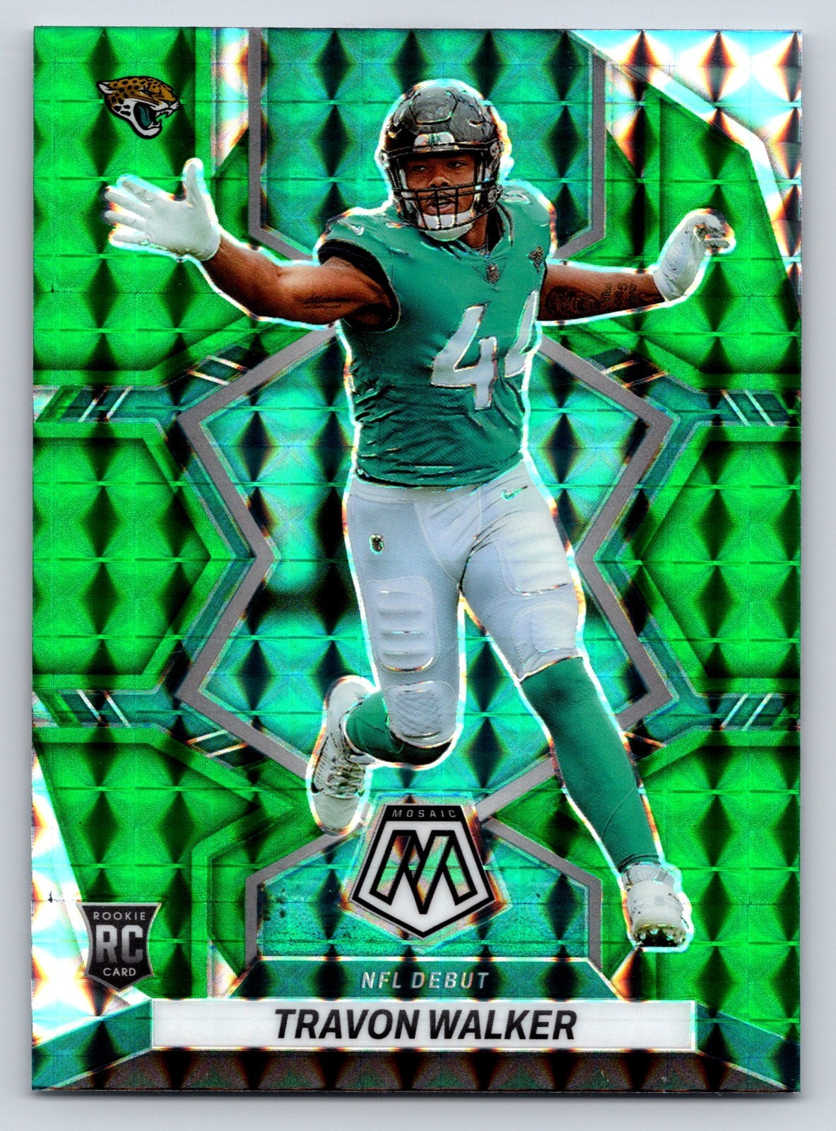 Travon Walker 2022 Panini Mosaic NFL Debut Rookie #286 Green Mosaic Prizm RC