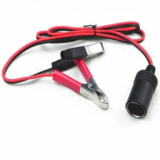 12V Battery To Cigarette Lighter Adapter Alligator Clamp Clip 20A Car Socket