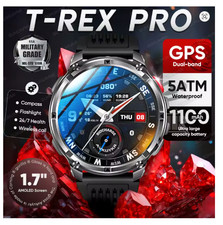 2026 T-Rex3 Pro Military GPS Smart Watch   1100mAh Battery 5ATM Waterproof Outdo