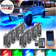 8Pods Full Angle RGB LED Rock Lights Full Kit for Jeep Trucks ATV UTV SXS RZR SU