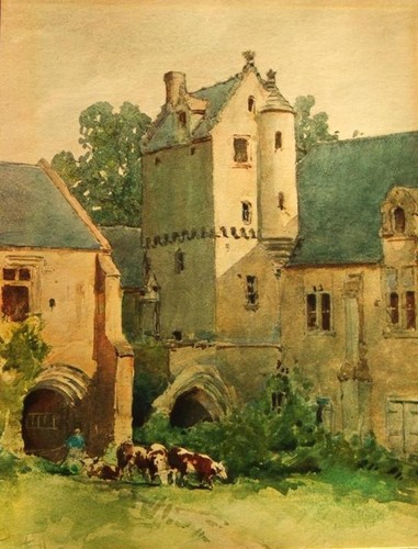 Watercolour painting print 'Priory of St Gabriel' S.H. Harding aftr ...