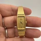 Vtg Seiko Watch Tank Women 13mm Gold Tone 1320-6070 New Battery Runs
