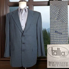 Tallia Sport Coat Blazer Mens 48XL Gray Birdseye Check 3 Button VL Wool
