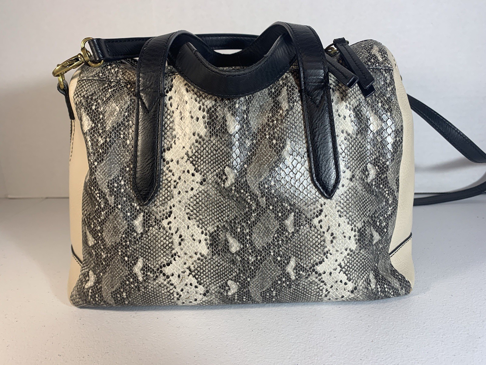 FOSSIL SYDNEY SATCHEL PYTHON SNAKE PRINT - image 5