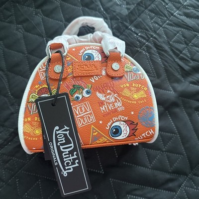 Von Dutch Bag Purse Handbag Orange Jax w Shoulder Strap New Free Shipping