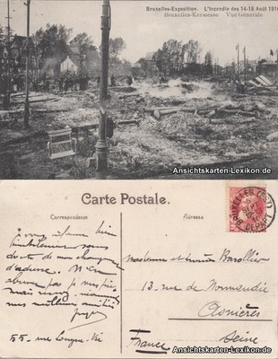 Brüssel Bruxelles Kermesse L´Incendie des 14-15 Aout 1910 1910