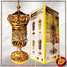 YASMEEN Gold Electric Incense Bakhor Bakhoor Burner Tall Shape