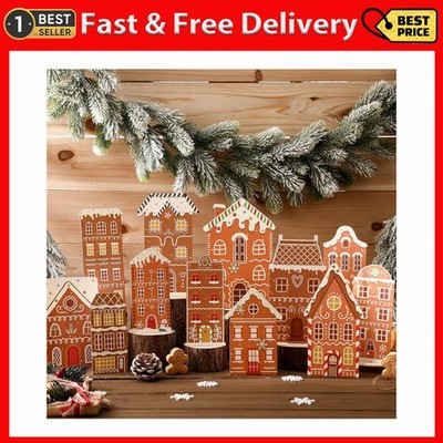 12 Pieces Christmas Gingerbread House Table Decorations Village Set Farmhouse Ta
