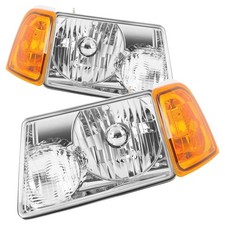 Headlights Assembly For Ford Ranger 2001-2011 Left+Right Chrome Headlamp Replace