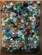 1 LB 14 OZ BITS/PIECES GLASS MARBLES FLAT/ROUND