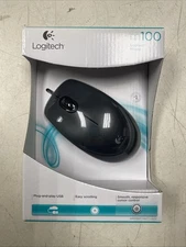 8 Logitech M100 Optical Wired USB Ambidextrous Mouse (Black)