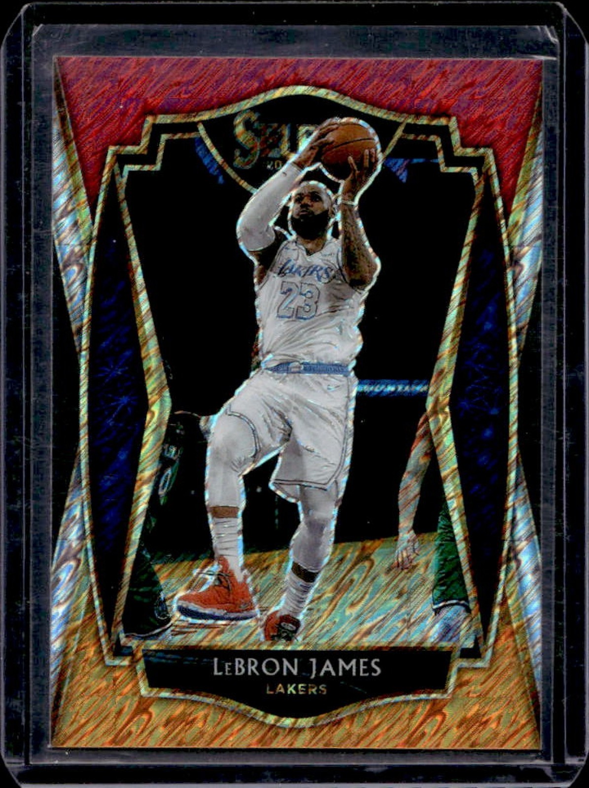 2020-21 Select LeBron James Red White Orange Shimmer Premier Level #113 Lakers