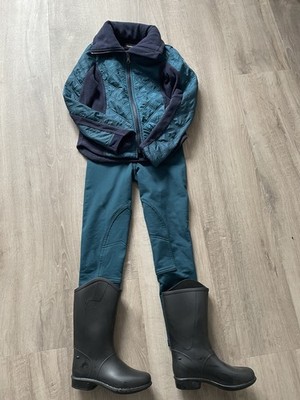 Reiten Kleidung Mädchen Gr. 122 Set Reiterstiefel Reitstiefel Leder Pferd