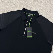 Hugo Boss Paddy Polo Shirt Mens Medium S/Sleeve Stretch Sports Black BNWT