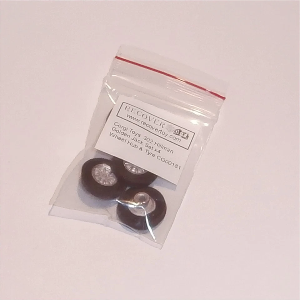 Corgi Toys 302 Hillman Hunter Golden Jacks Set of 4 Wheels & Tyres - Image 4 of 4