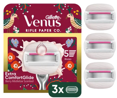 Gillette Venus Extra ComfortGlide Razor Refills Berry Mistletoe 3 ct