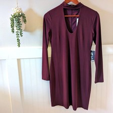 NWT Express Burgundy Long Sleeve Bodycon Mini Dress size 8