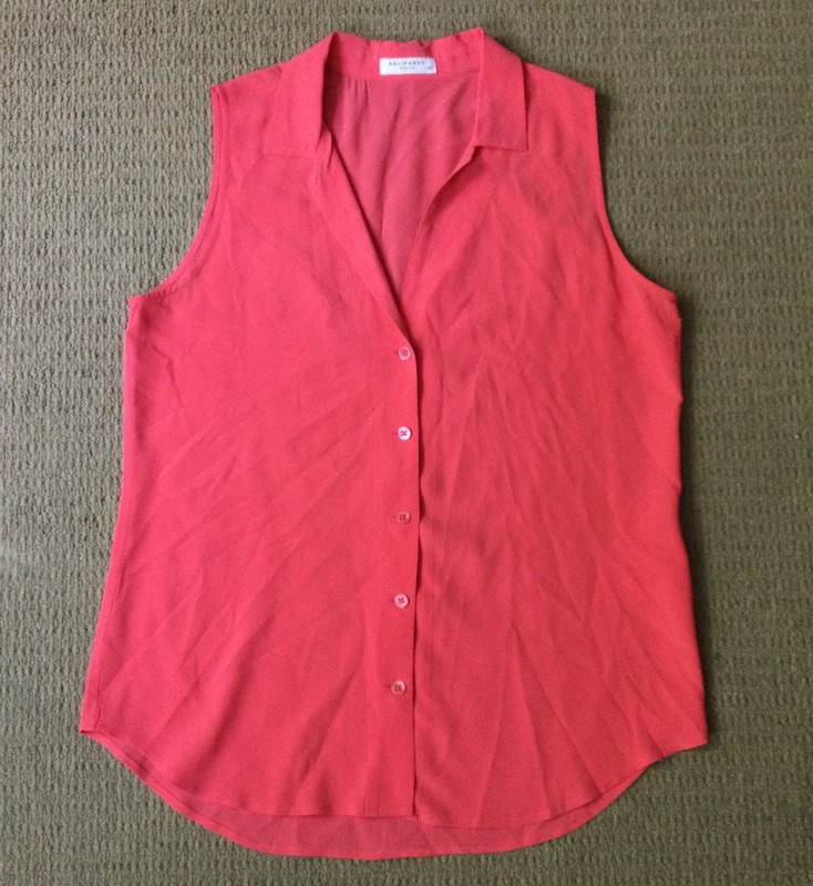 EQUIPMENT orange 100% silk sleeveless collared V-Neck blouse Women’s S
