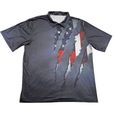 Obnoxious Golf Polo Shirt Men XL The Eagle Black American Flag Short Sleeve OG