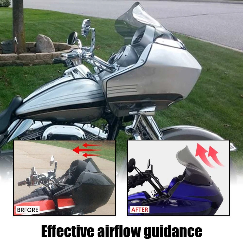 Parabrisas negro de 12,5" para Harley Touring Road Glide FLTRI 1998-2013 Foto 3 de 4