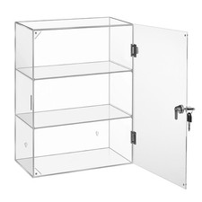   3 Shelf Acrylic Display Case with Lock Key, Clear Locking Display Case Cabinet