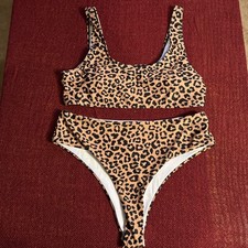 Cheetah Print Womens Sz XL High Waisted Cheeky Bikini NWOT