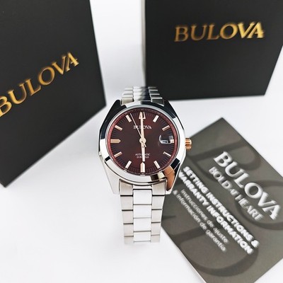 Bulova 98B422 Surveyor Red Dial Men's Automatic Stainless Steel Watch 39mm
