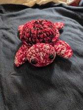 Handmade Crochet Velvet Turtle Plushie Red/Pink/White