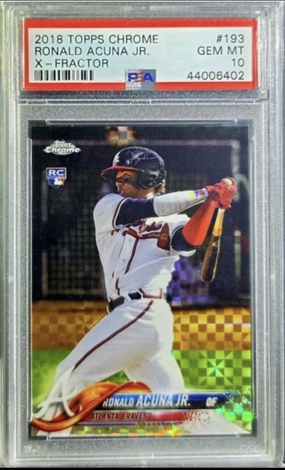 🔥 PSA 10 GEM MINT RONALD ACUNA JR. X-FRACTOR 2018 Topps Chrome #193 RC BRAVES view 1