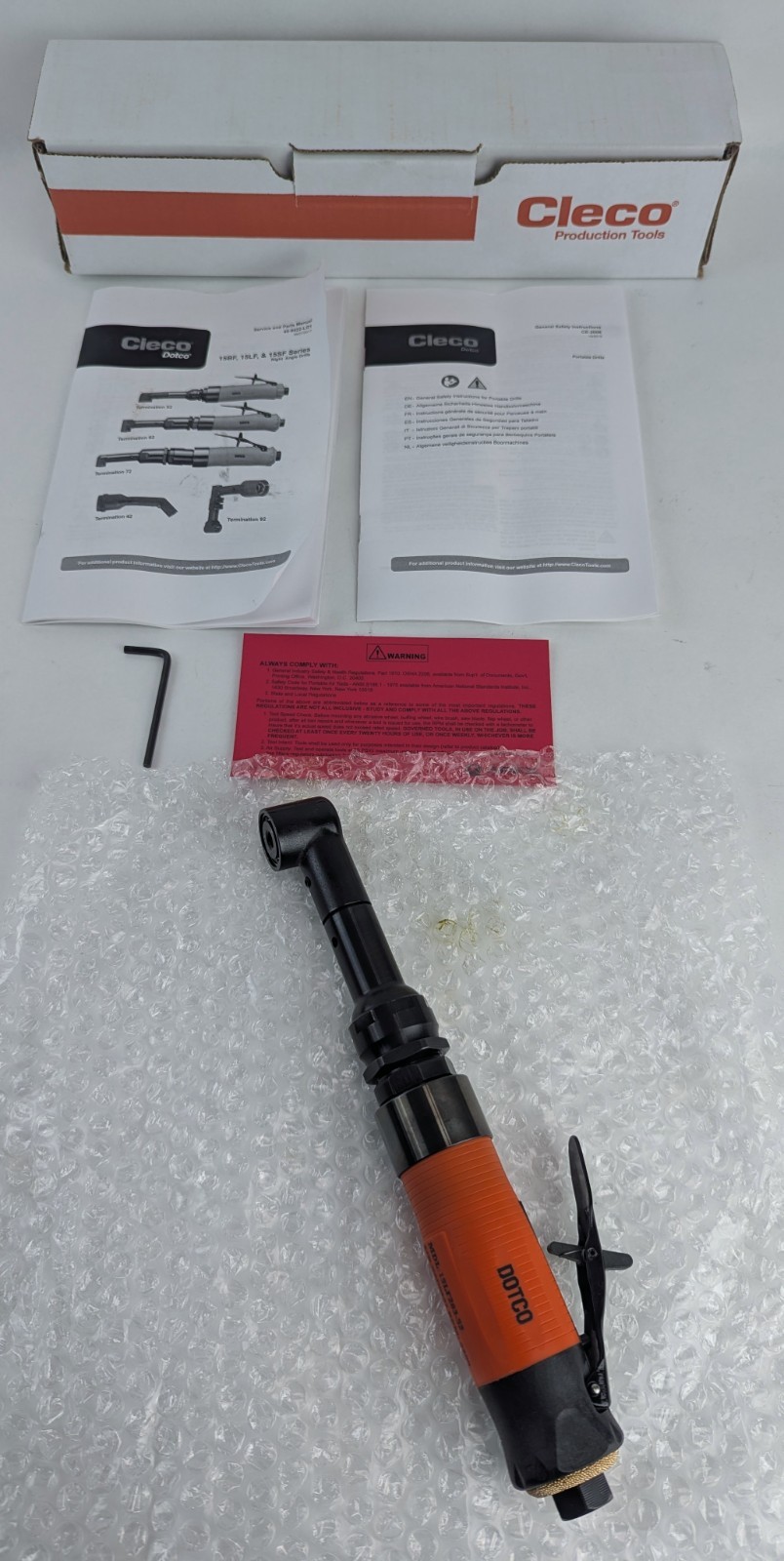 Dotco Pneumatic Right-Angle Drill - 15LF283-52 - 2300RPM 90 PSIG