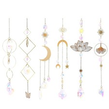 6PCS Lotus Sun Catcher Crystal Light Witchy Suncatcher Prism Window Hanging