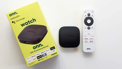 ONN Google TV Box Private Streaming Device with Remote Control and HDMI Cable