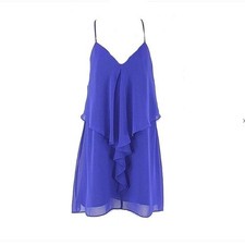 Guess Dress NEW$98 Sz S Royal Strappy Back Ruffle Front Poly Blend Chiffon Dress