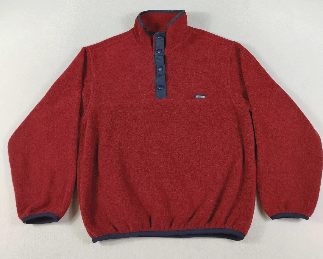 Vintage Woolrich Jacket Mens Small Red Polartec Fleece 1/4 Snap Cabincore 90s