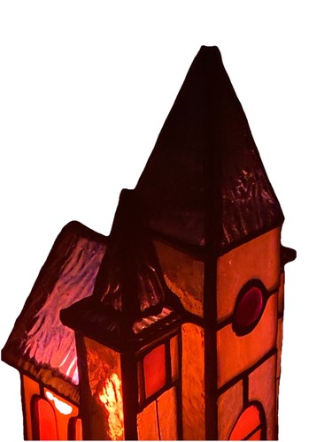 Lampada da tavolo con luce accento chiesa in vetro colorato 8,25"bella quando illuminata-tendenze casa - Foto 8 di 16