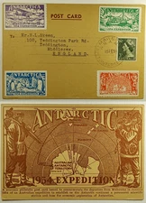 1954 Australia Antarctica Expedition Cinderella's Postcard Mawson - Middlesex UK