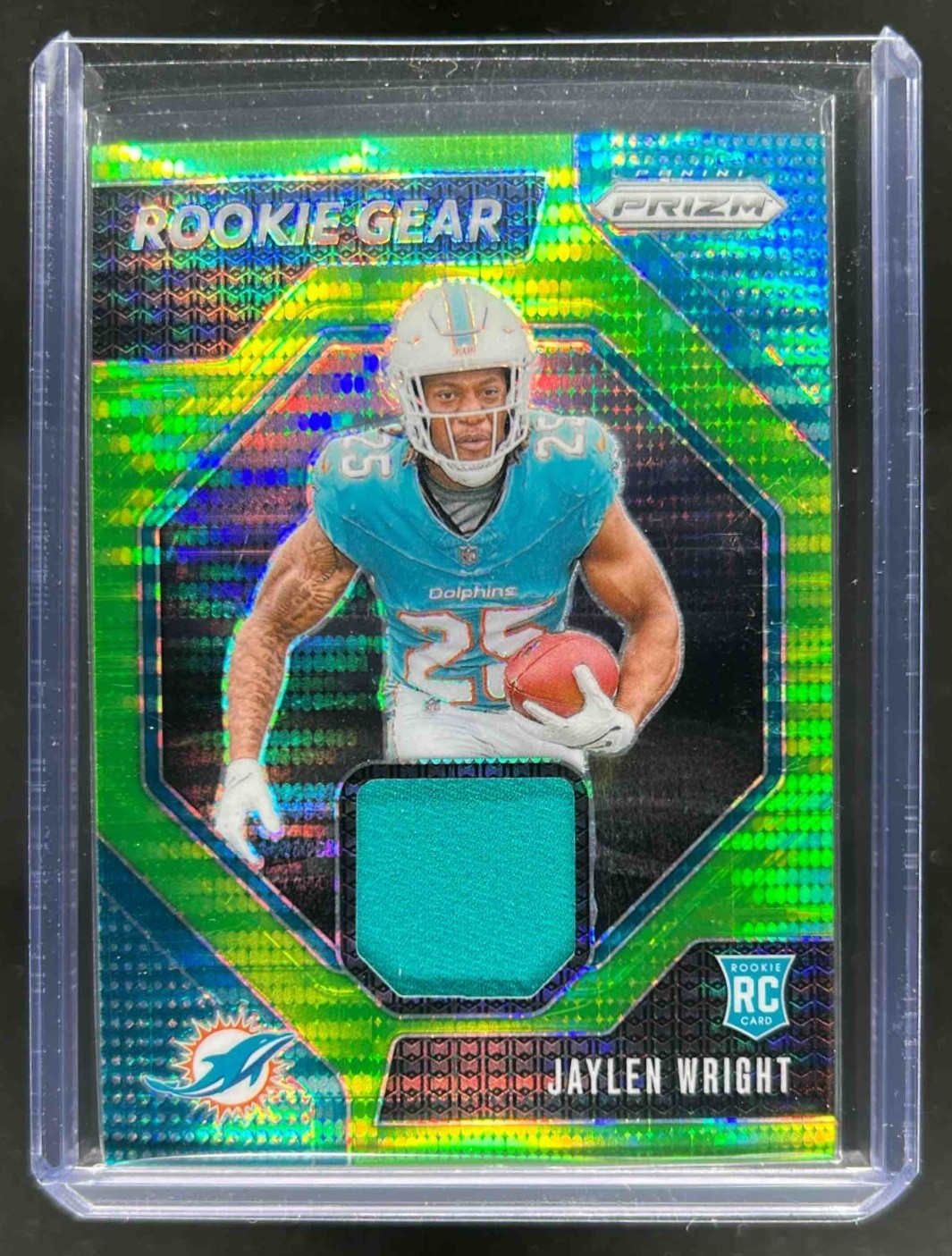 2024 Prizm Jaylen Wright Rookie Gear RC Jersey Neon Green Pulsar #RG-JWT