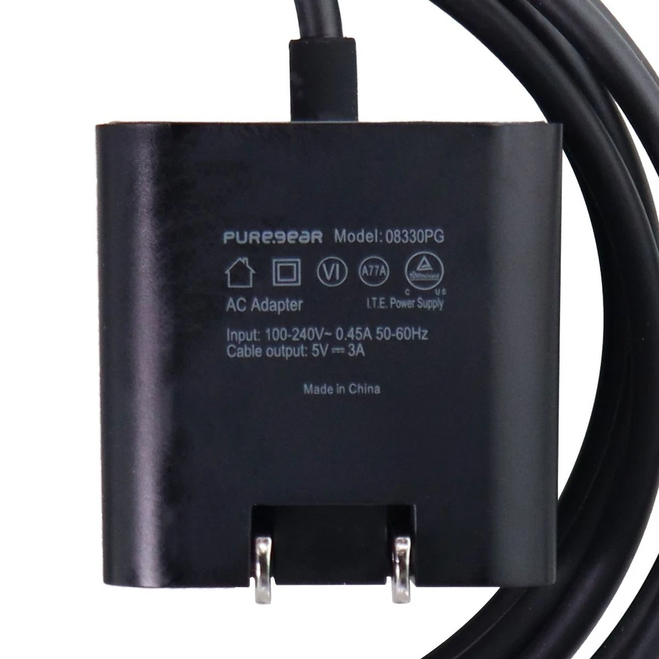PureGear (15W/3A) 5-Foot USB-C Wall Charger - Black (62790PG) - Image 3 of 3