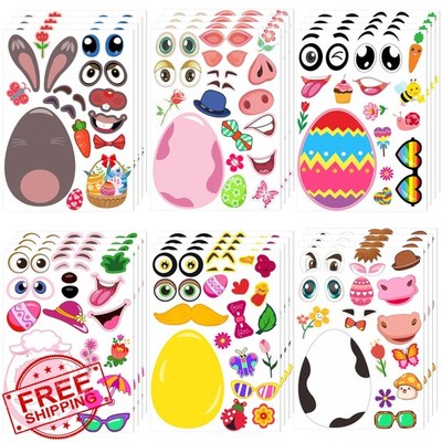 Easter Stickers Kids 24 Sheets Make A Face Crafts Egg Game
