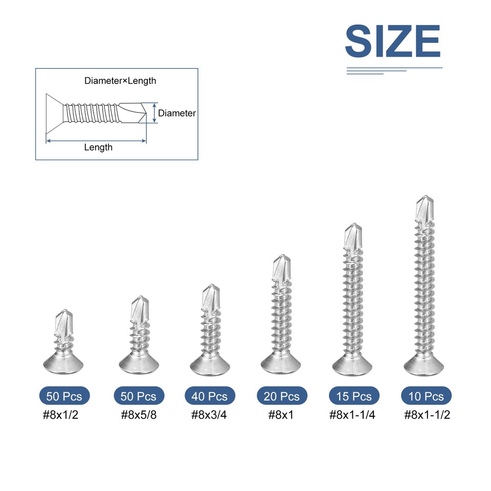 185Pcs Wood Screws Assortment Kit 6 Size Steel 8x1 2 8x1 1 2 185pcs-wood-screws-assortment-kit-6-size-steel-8x1-2-8x1-1-2