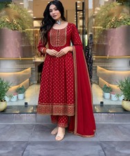Women's Designer Anarkali Salwar Suit Indian Wedding Wear Kurti Pant Dupatta Set