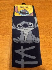 Disney Stitch Adult Size 6.5-12 Blue Stitch Graphic Novelty Crew Socks 1 Pk