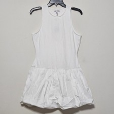 Gianni Bini Women Dress Medium White Mini Sleeveless Crew Neck Bubble Hem 456226