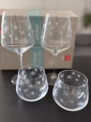 SET 2 GLÄSER + 2 GLÄSER RCR ''CRYSTAL WISHES WINTER''   NEU Made in Italy