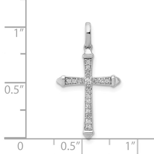 14k White Gold 1/10ct Diamond Cross Charm Pendant - Picture 4 of 7