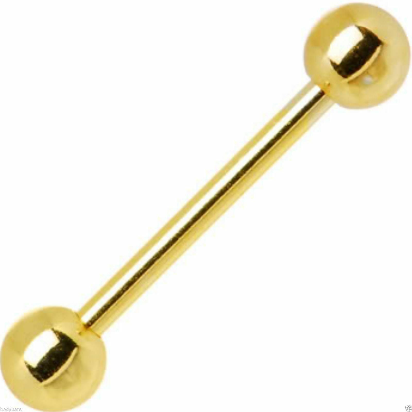 Anodized Barbell Gold Piercing Bar Universal Usage Ear Nipple Tongue 14g 18mm